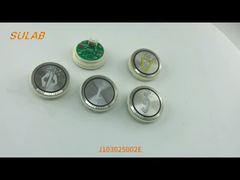 Просмотр кнопки лифта бренда SJEC J103025002E модели с красным и синим светом и демонстрацией годовой гарантии